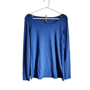 Large Next Level Apparel Women's Heather Blue Long Sleeve Tee